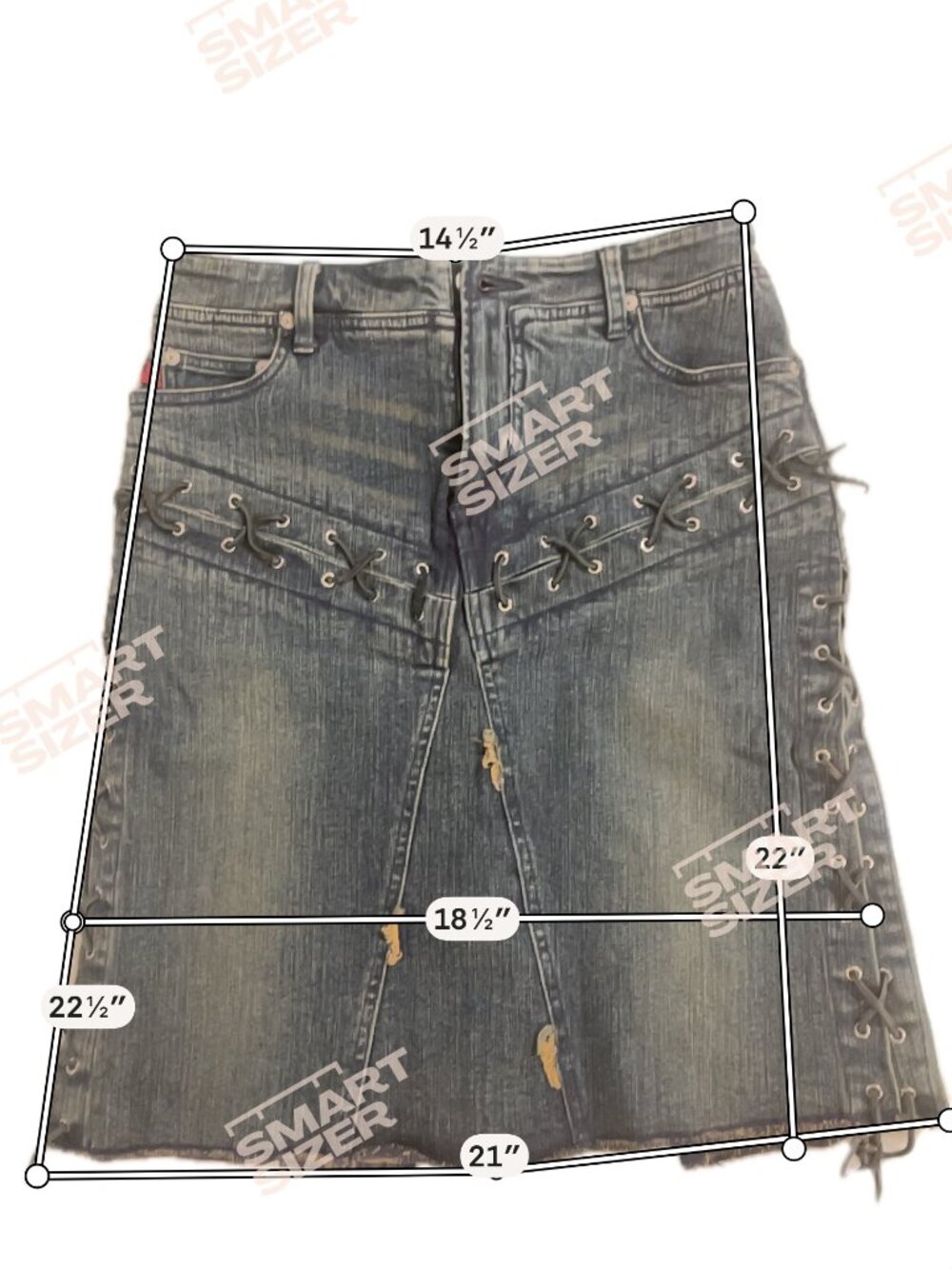 Parasuco NWT Denim Mini Skirt Corset Lace-Up Sides Sz 8 - Picture 10 of 14